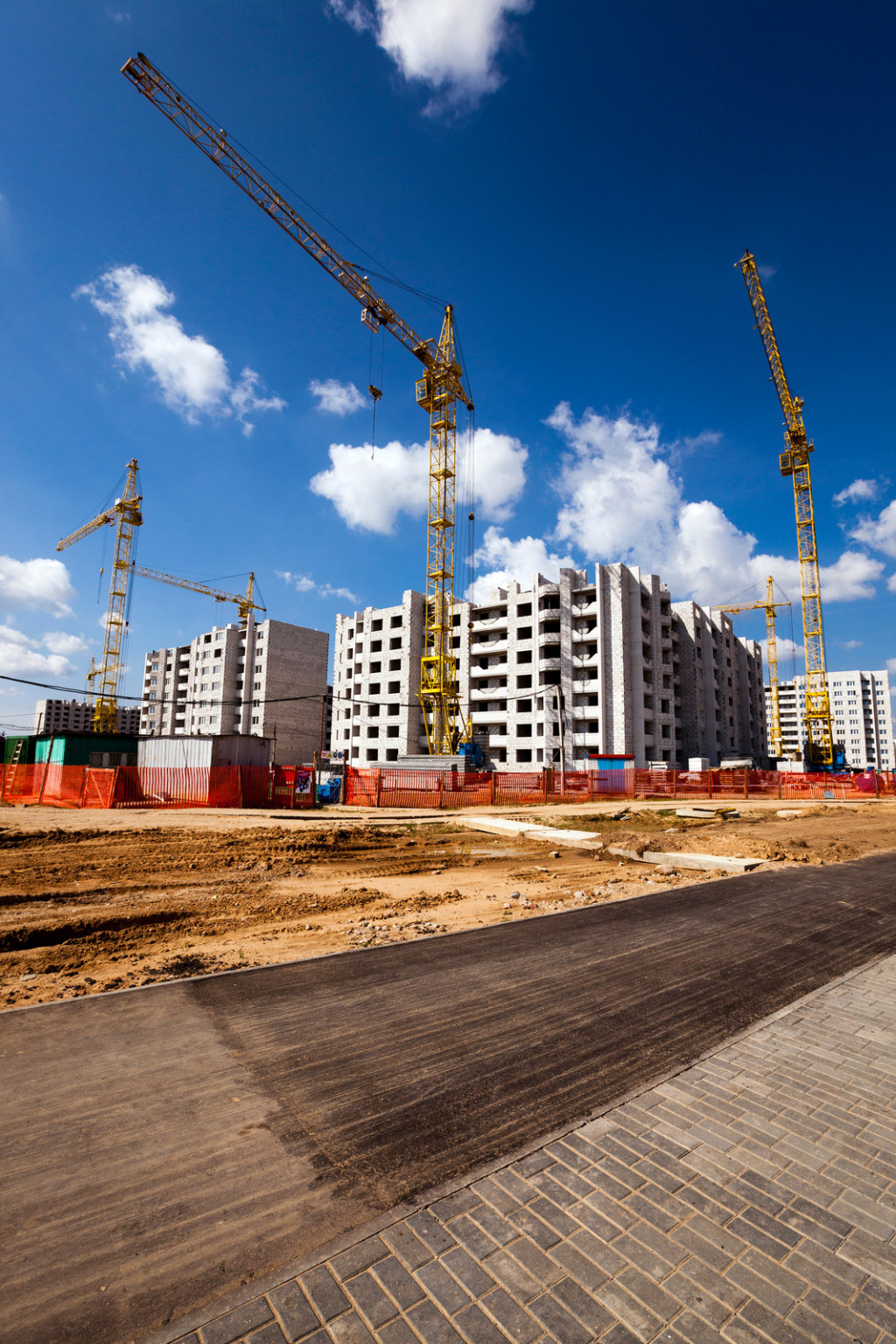 construction of the new house in the new area in the city. Belarus
